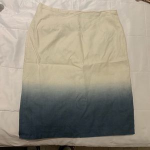 J Crew knee length skirt ombré cream and blue